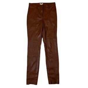 JASON WU Faux Leather Pants Brown Skinny Split Hem Pants Small